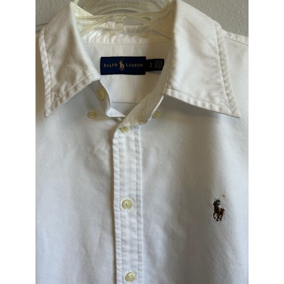 Ralph Lauren Mens button down Shirt L Short Sleeve cuffed RARE Slim fit see pics - Picture 5 of 11